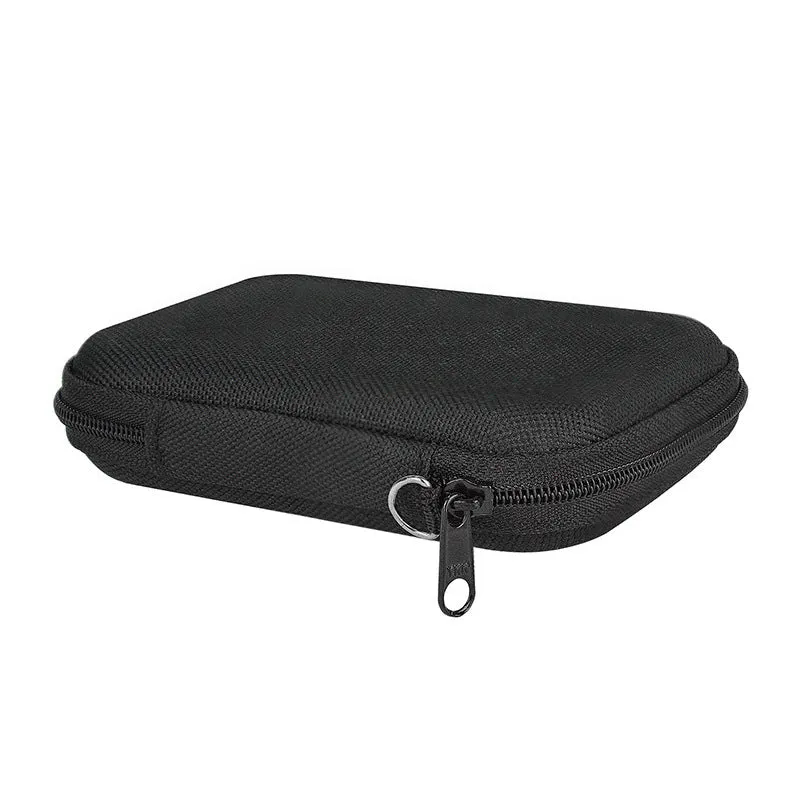Black magnetic wireless power bank protective hard bag with textured exterior, 120x90x27mm