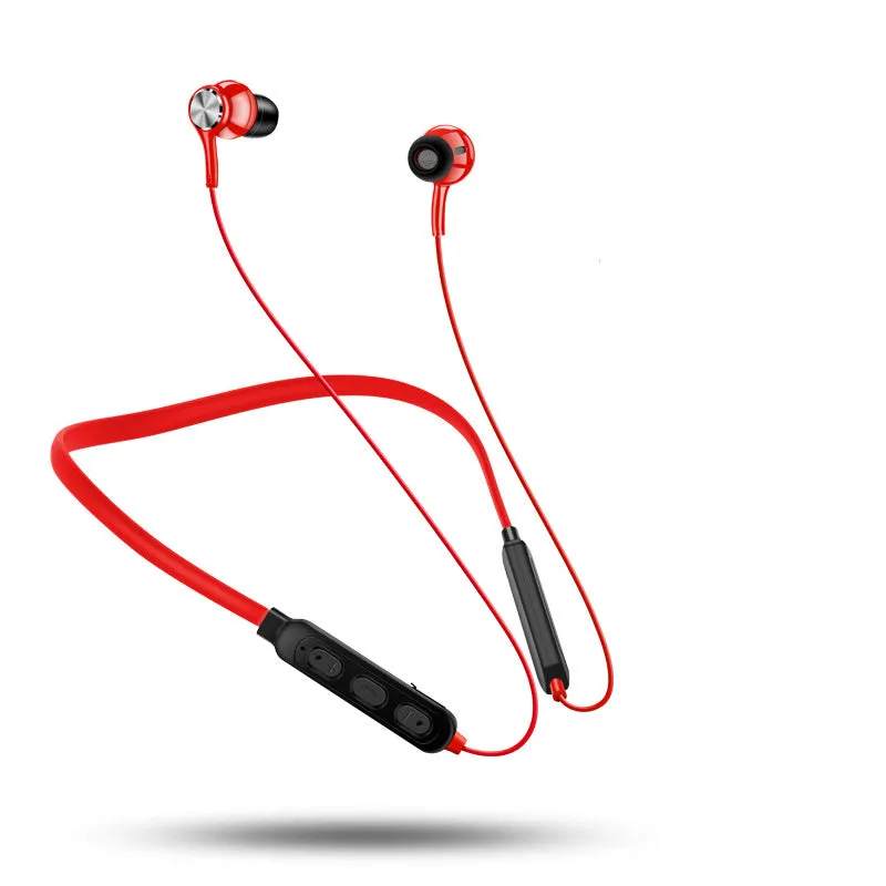G03 sports Bluetooth earphones with black neckband and earpieces, shown with USB charging cable.
