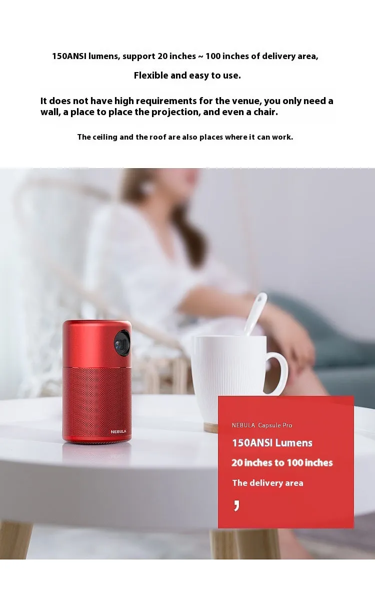 M1M2 smart projector wireless WiFi HD portable outdoor home cinema model in black