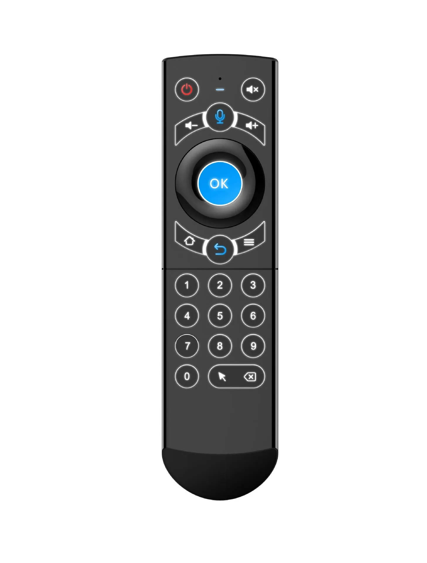 Black G21pro2.4G universal remote control with voice gyroscope for Android TV box projector, 162x42x17.6mm