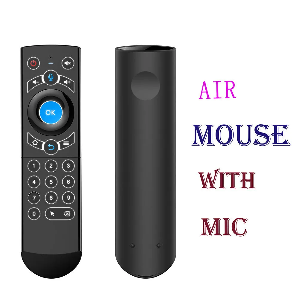Black G21pro2.4G universal remote control with voice gyroscope for Android TV box projector, 162x42x17.6mm