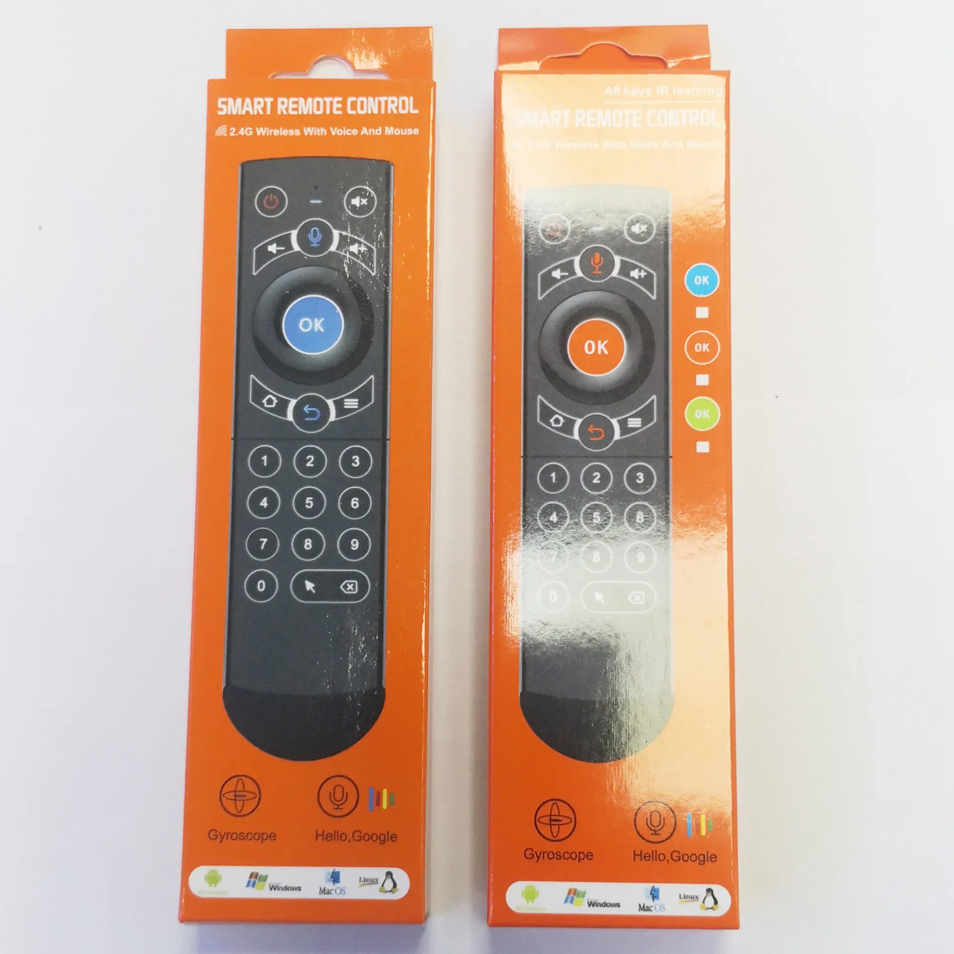 Black G21pro2.4G universal remote control with voice gyroscope for Android TV box projector, 162x42x17.6mm