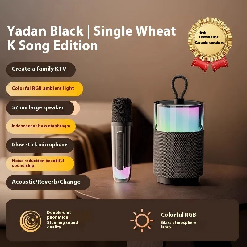 Wireless mini Bluetooth speaker with subwoofer and colour light in Dark Night Black