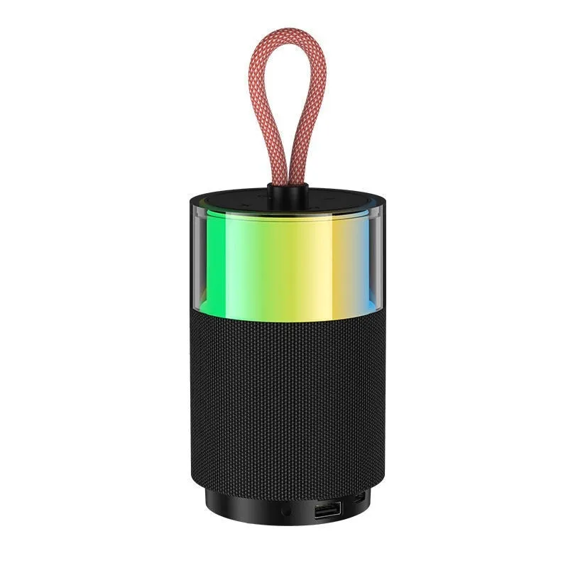 Wireless mini Bluetooth speaker with subwoofer and colour light in Dark Night Black