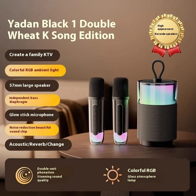 Wireless mini Bluetooth speaker with subwoofer and colour light in Dark Night Black
