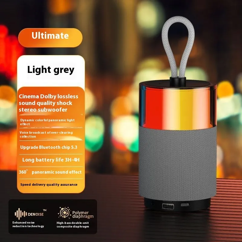 Wireless mini Bluetooth speaker with subwoofer and colour light in Dark Night Black