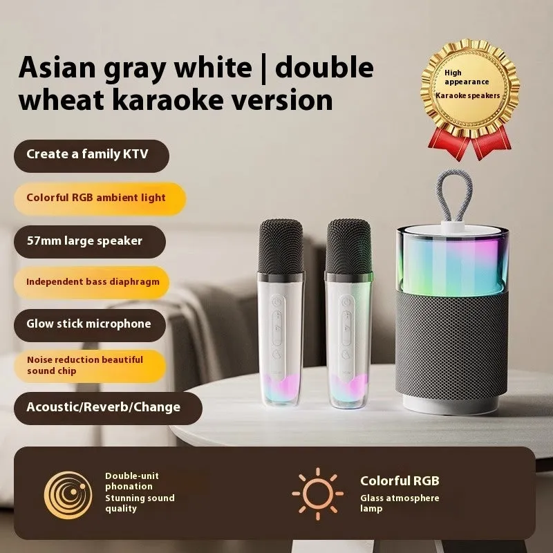 Wireless mini Bluetooth speaker with subwoofer and colour light in Dark Night Black
