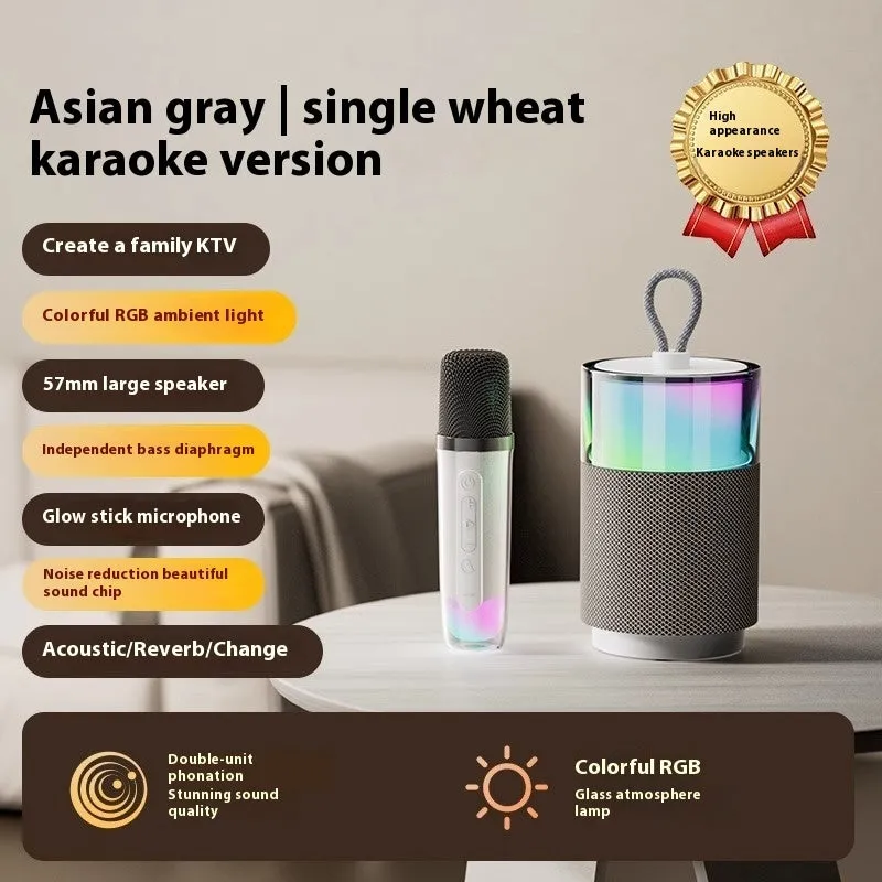 Wireless mini Bluetooth speaker with subwoofer and colour light in Dark Night Black
