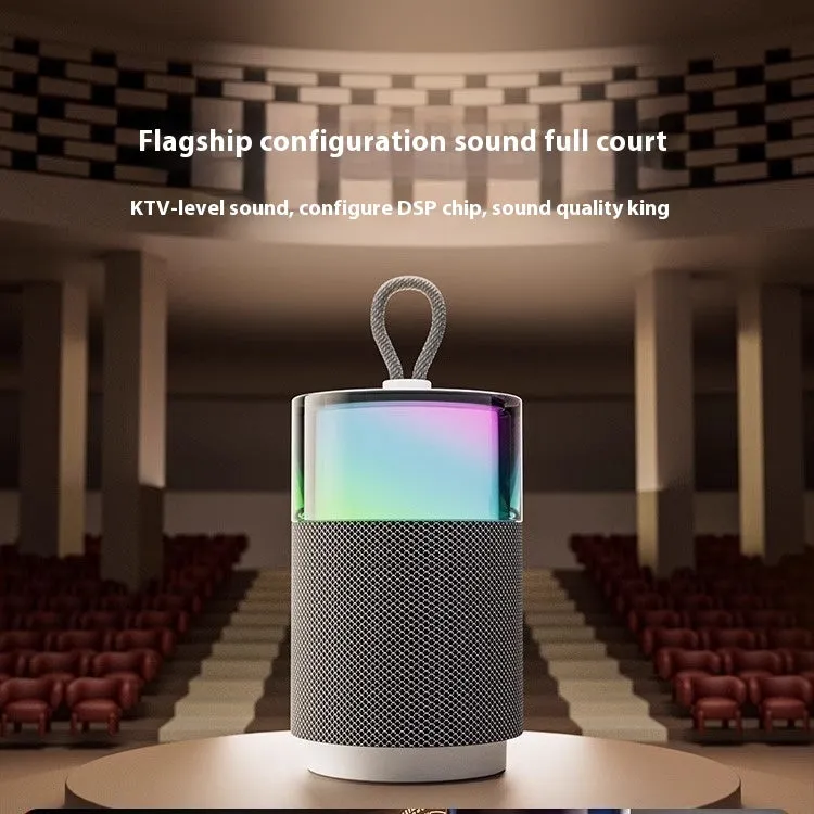 Wireless mini Bluetooth speaker with subwoofer and colour light in Dark Night Black