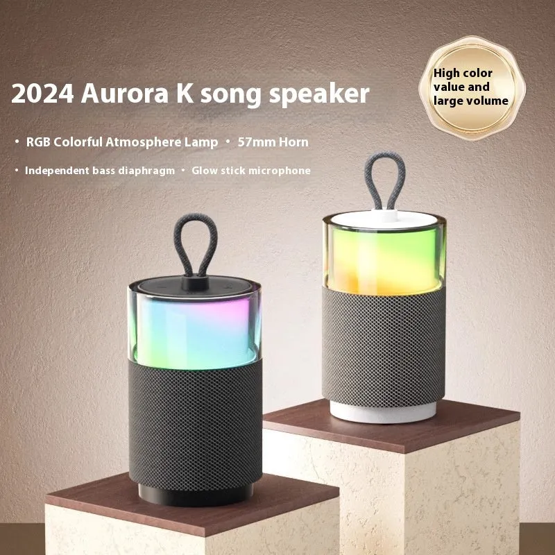 Wireless mini Bluetooth speaker with subwoofer and colour light in Dark Night Black