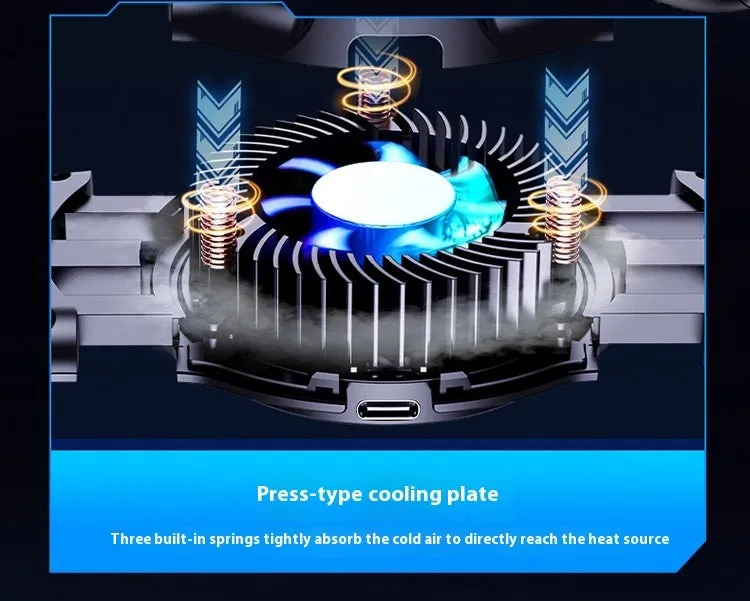 Mobile phone semiconductor refrigeration cooling gamepad with one-key button black front view