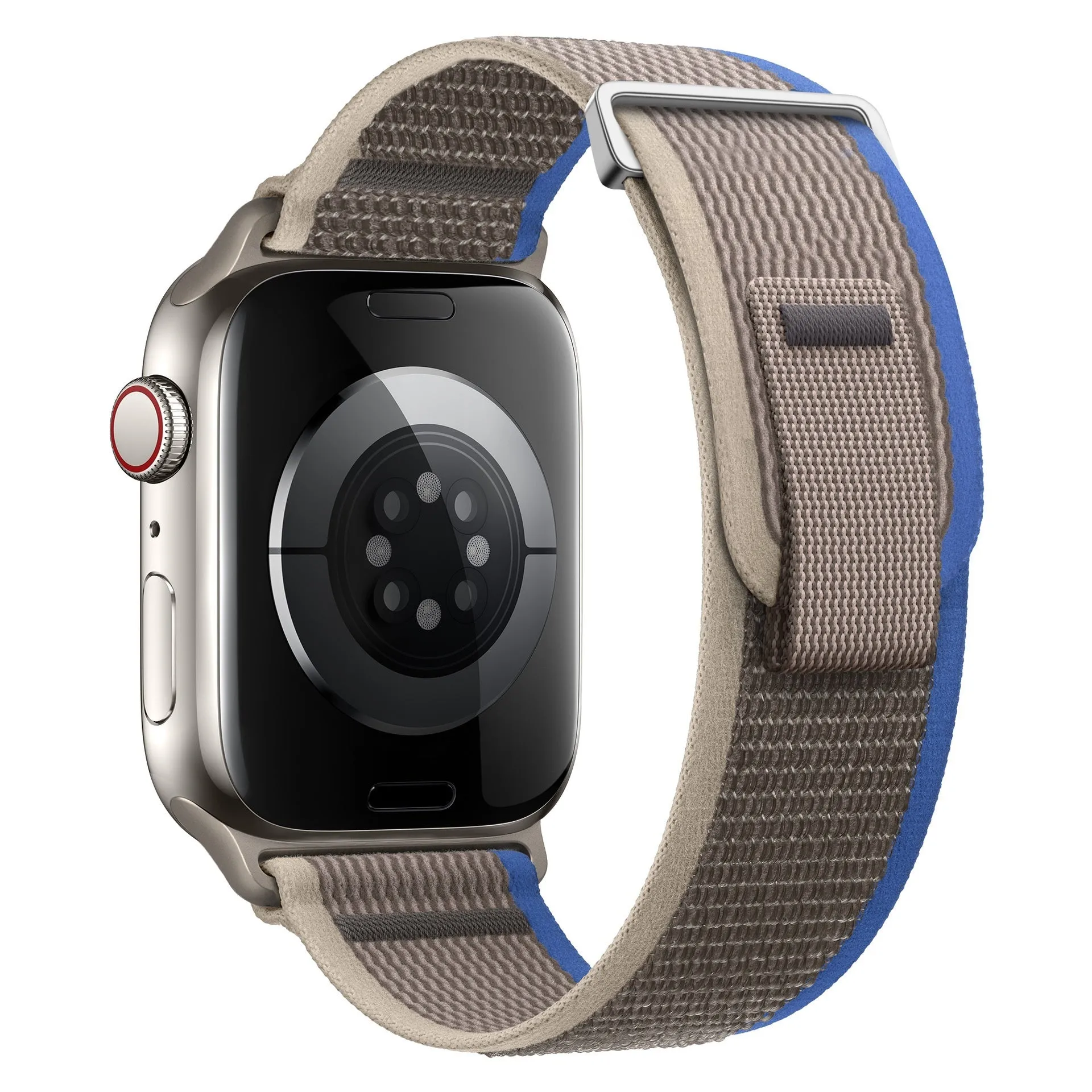 Nylon two-section replacement watch band for Apple Watch, sports style, black and grey colour