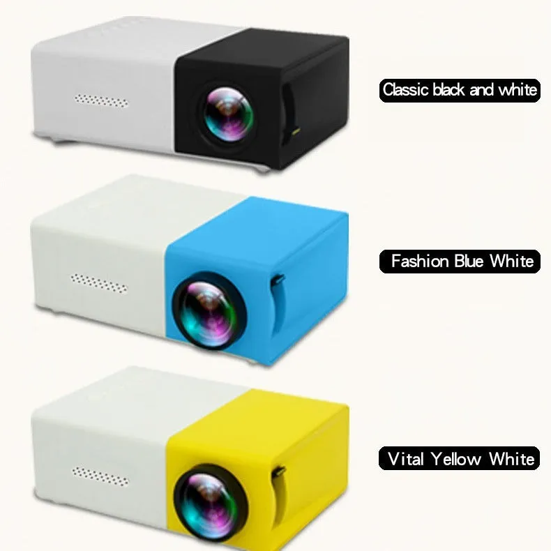 YG300 mini portable projector in yellow with 1080p resolution and 100ANSI brightness for home use