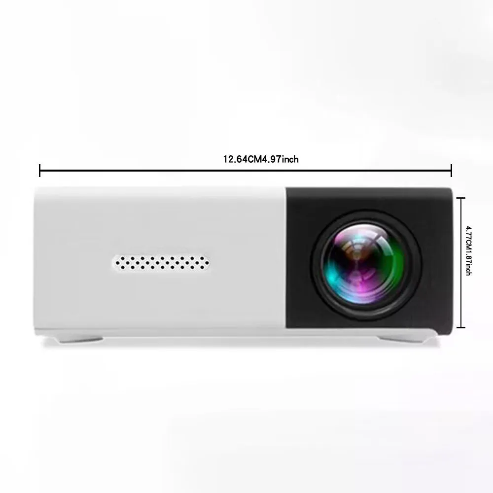 YG300 mini portable projector in yellow with 1080p resolution and 100ANSI brightness for home use