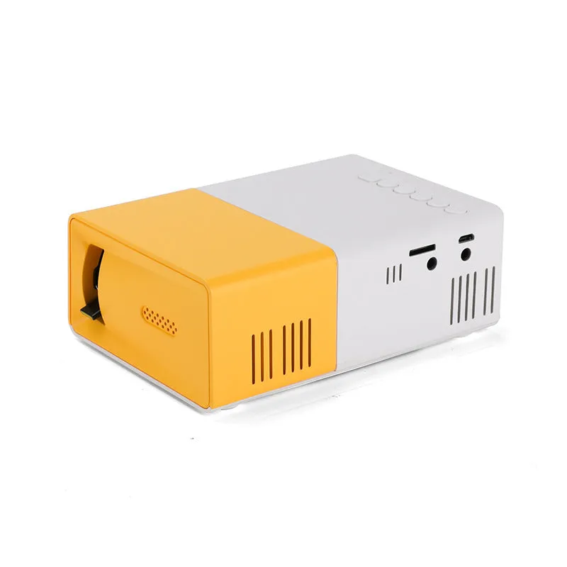 YG300 mini portable projector in yellow with 1080p resolution and 100ANSI brightness for home use