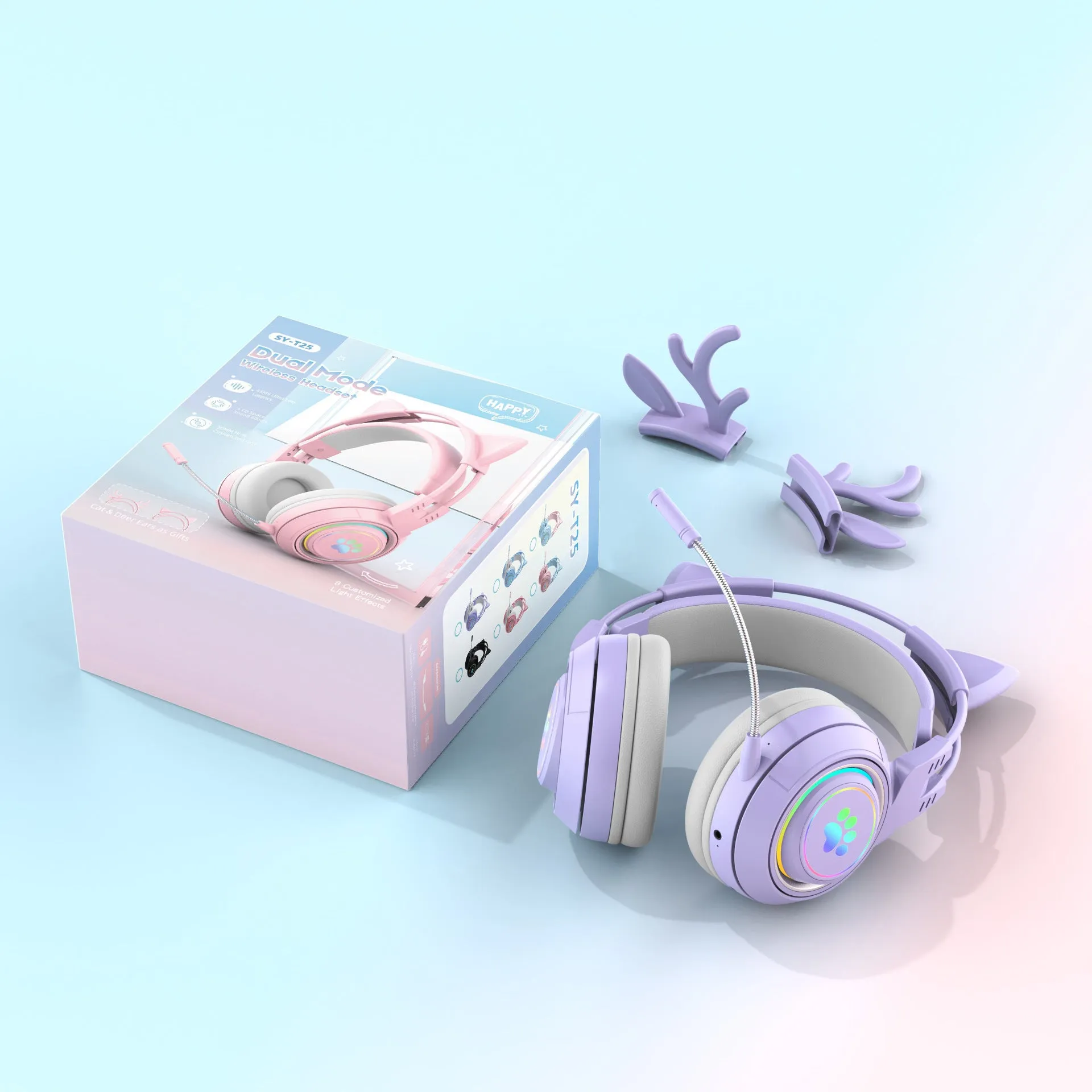 SY-T25 gradient colour wireless Bluetooth headset with ABS material and Jerry chipset