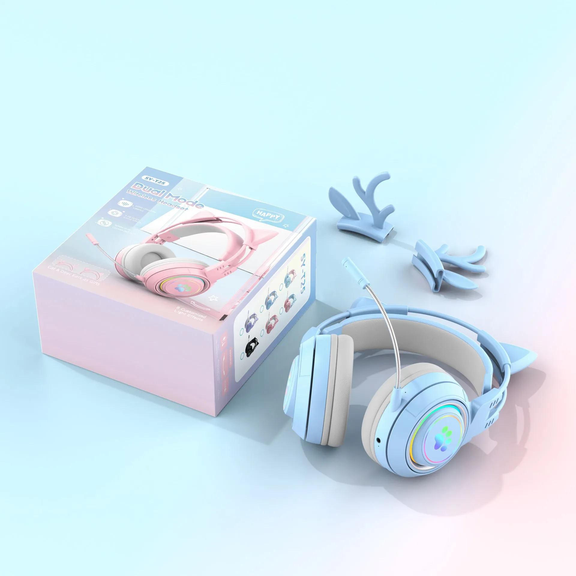 SY-T25 gradient colour wireless Bluetooth headset with ABS material and Jerry chipset