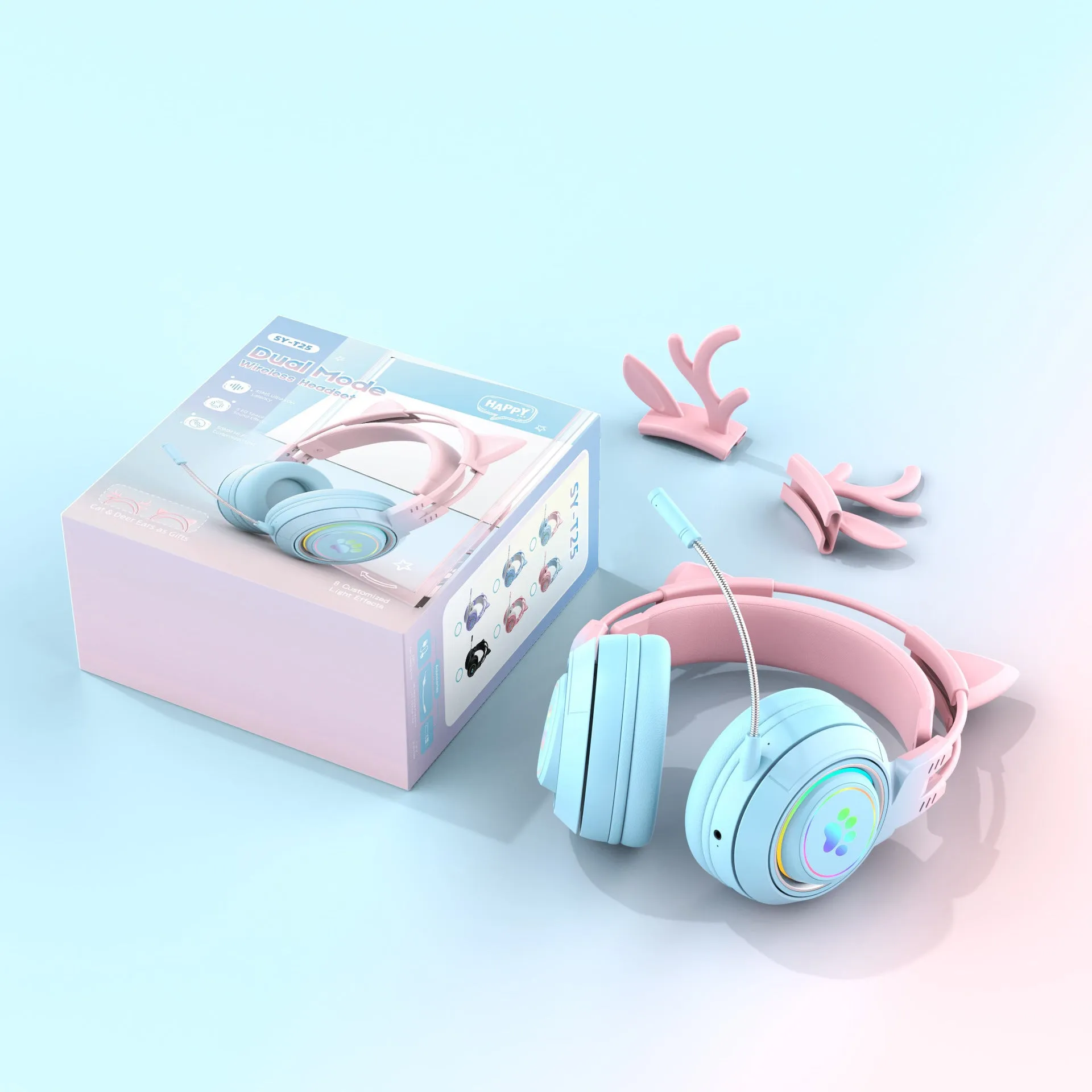 SY-T25 gradient colour wireless Bluetooth headset with ABS material and Jerry chipset