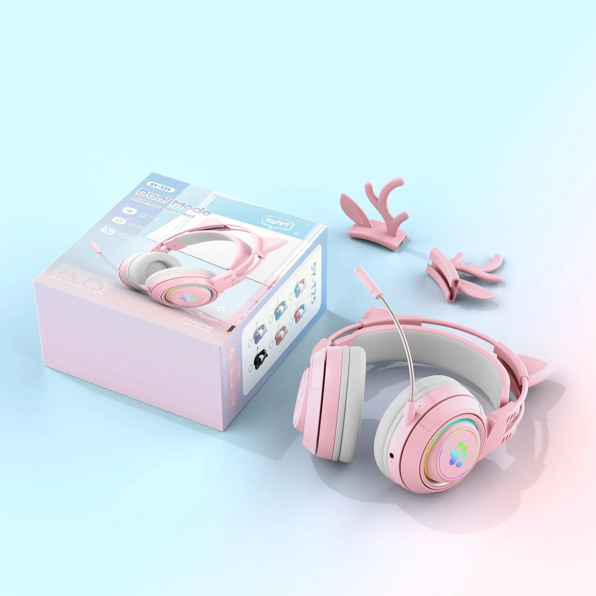 SY-T25 gradient colour wireless Bluetooth headset with ABS material and Jerry chipset