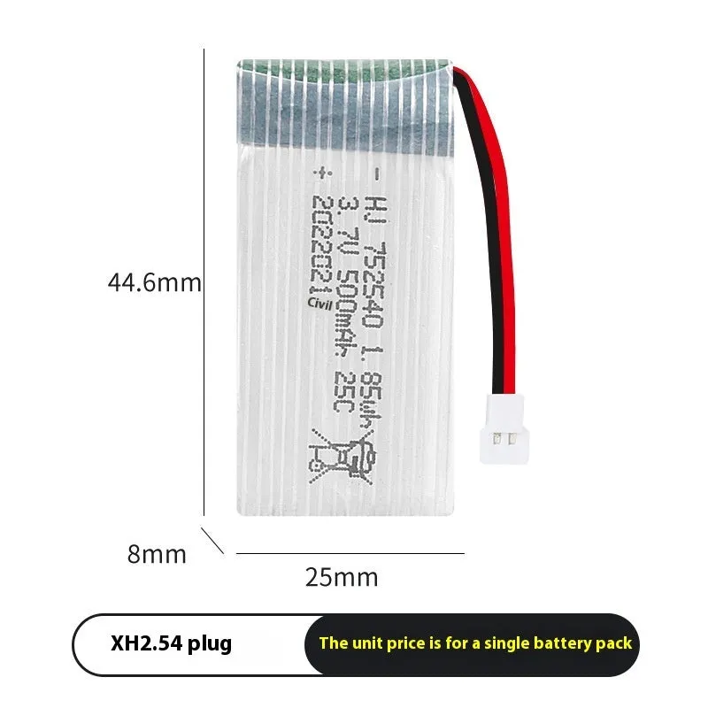 3.7V 500mAh model airplane battery for X5C drone with protection board and JST Red plug