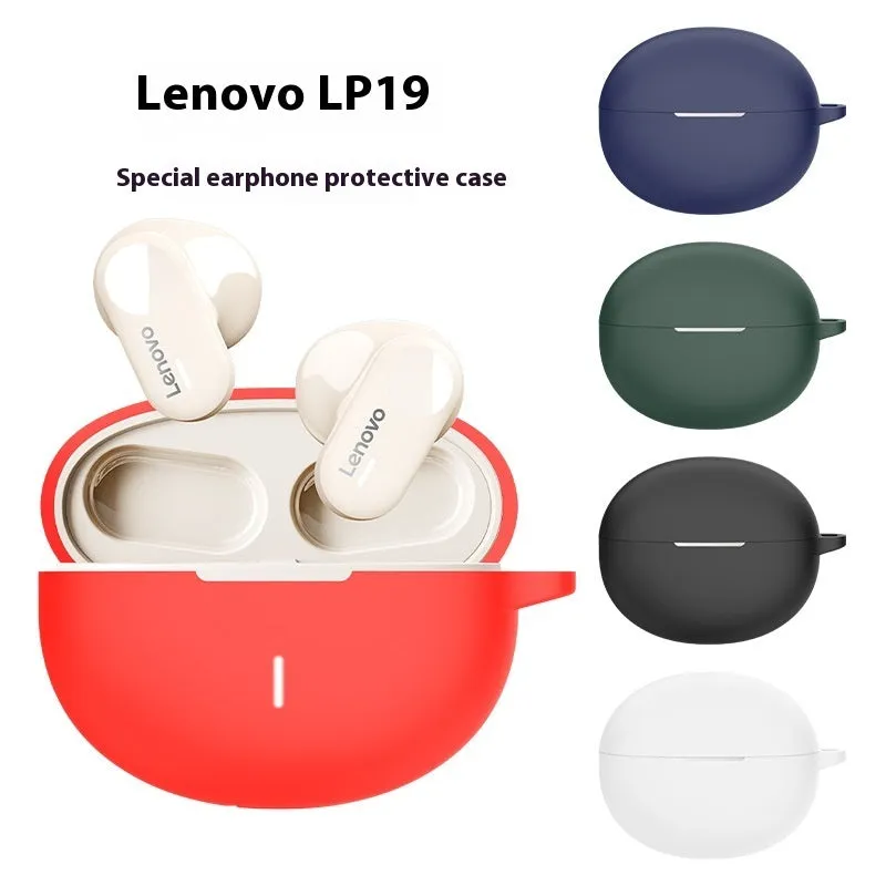 Silicone drop-resistant dustproof earphone case for Lenovo LP19 charging bin in black