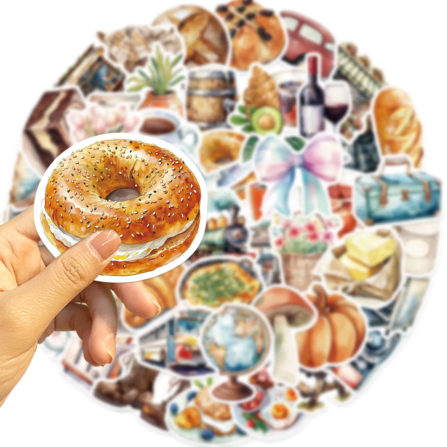 50 cartoon graffiti stickers with cute PVC adhesive designs, 3-6cm waterproof matte finish