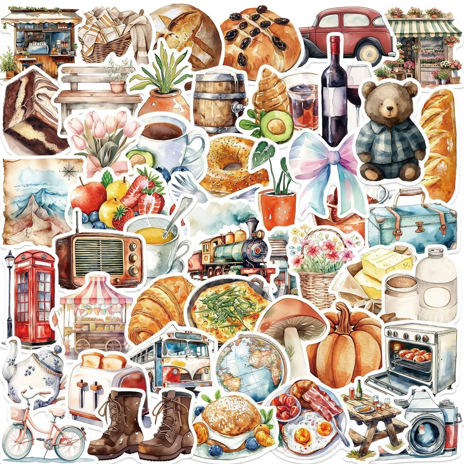 50 cartoon graffiti stickers with cute PVC adhesive designs, 3-6cm waterproof matte finish