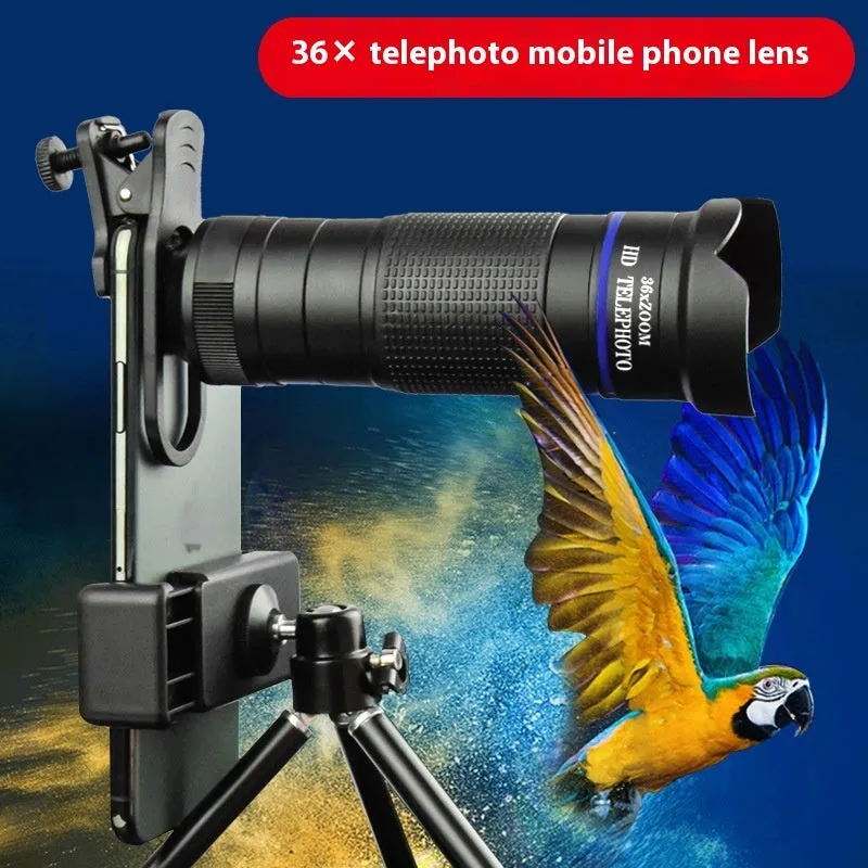 36x telephoto lens set for mobile phone external camera with monocular structure