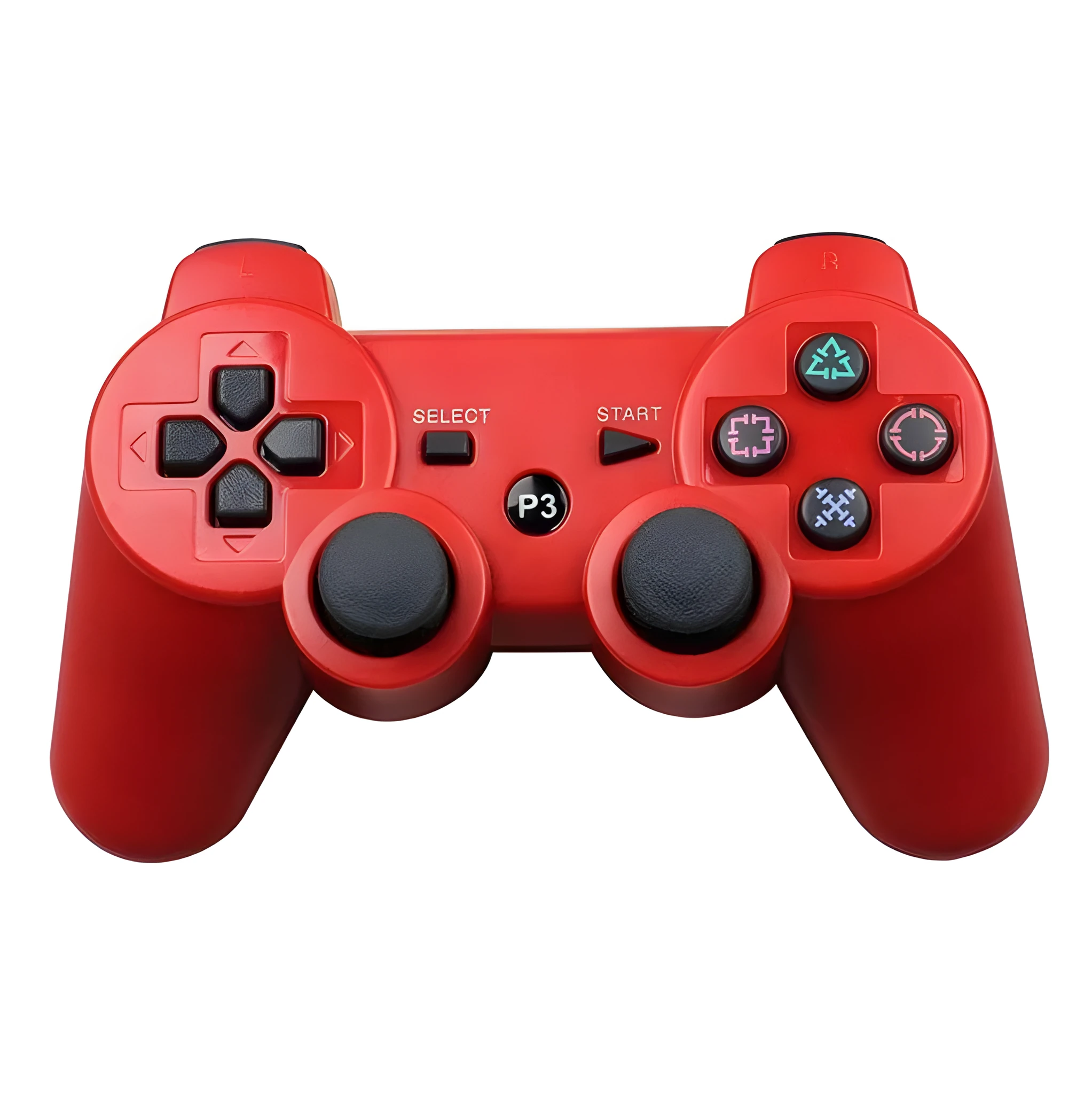 PS3 Bluetooth wireless game handle in black, ABS material, USB charging port visible