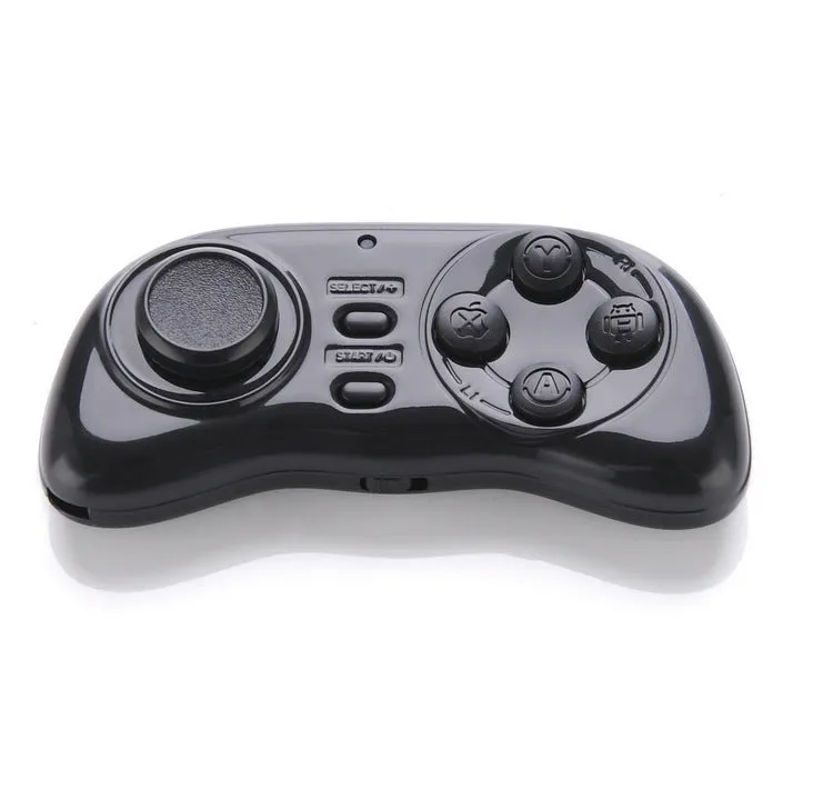 Black mobile game controller Smart Handle 608 on white background, Bluetooth mini gamepad with plastic body