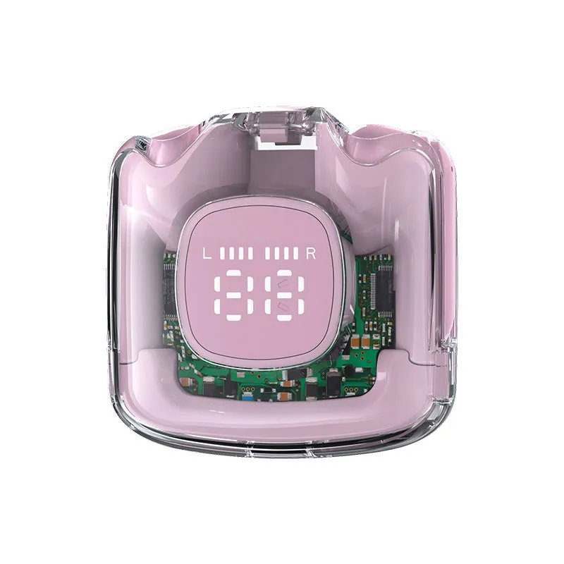 Transparent Warehouse TM60 true wireless Bluetooth headset semi-in-ear design with digital display black colour