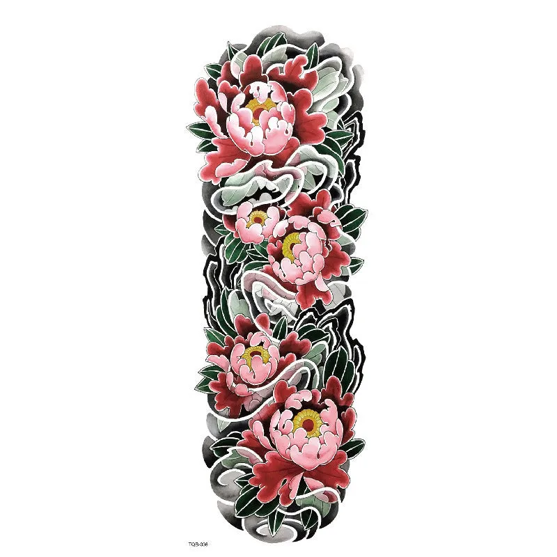 Waterproof full arm tattoo sticker with animal design on craft paper, 170x480mm