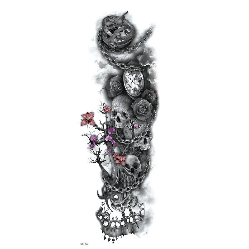 Waterproof full arm tattoo sticker with animal design on craft paper, 170x480mm