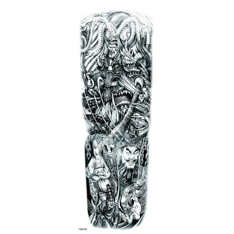 Waterproof full arm tattoo sticker with animal design on craft paper, 170x480mm