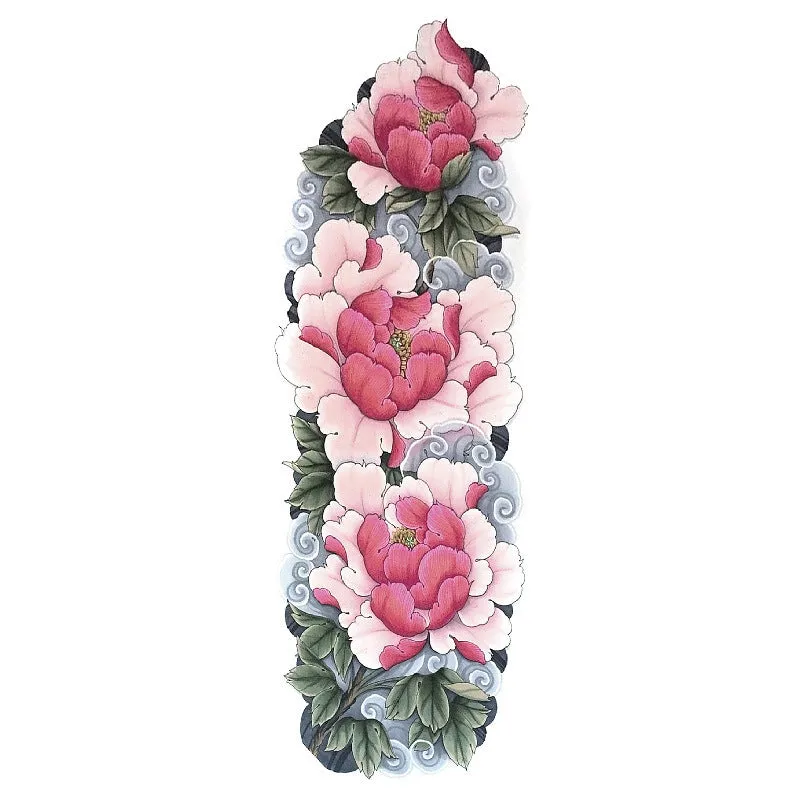 Waterproof full arm tattoo sticker with animal design on craft paper, 170x480mm