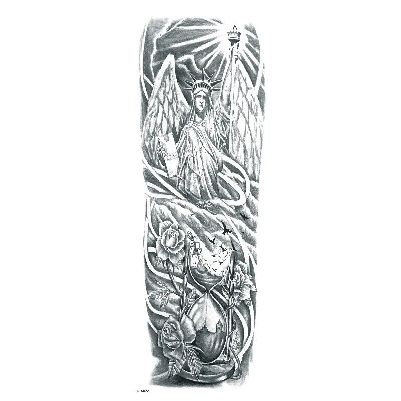 Waterproof full arm tattoo sticker with animal design on craft paper, 170x480mm