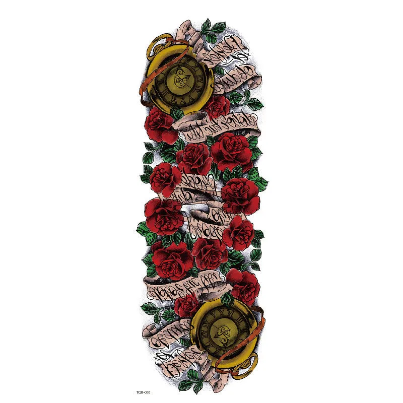Waterproof full arm tattoo sticker with animal design on craft paper, 170x480mm
