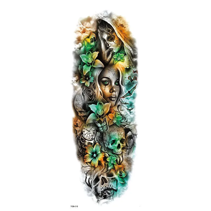 Waterproof full arm tattoo sticker with animal design on craft paper, 170x480mm