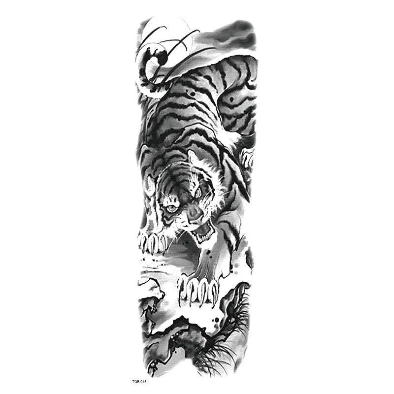 Waterproof full arm tattoo sticker with animal design on craft paper, 170x480mm