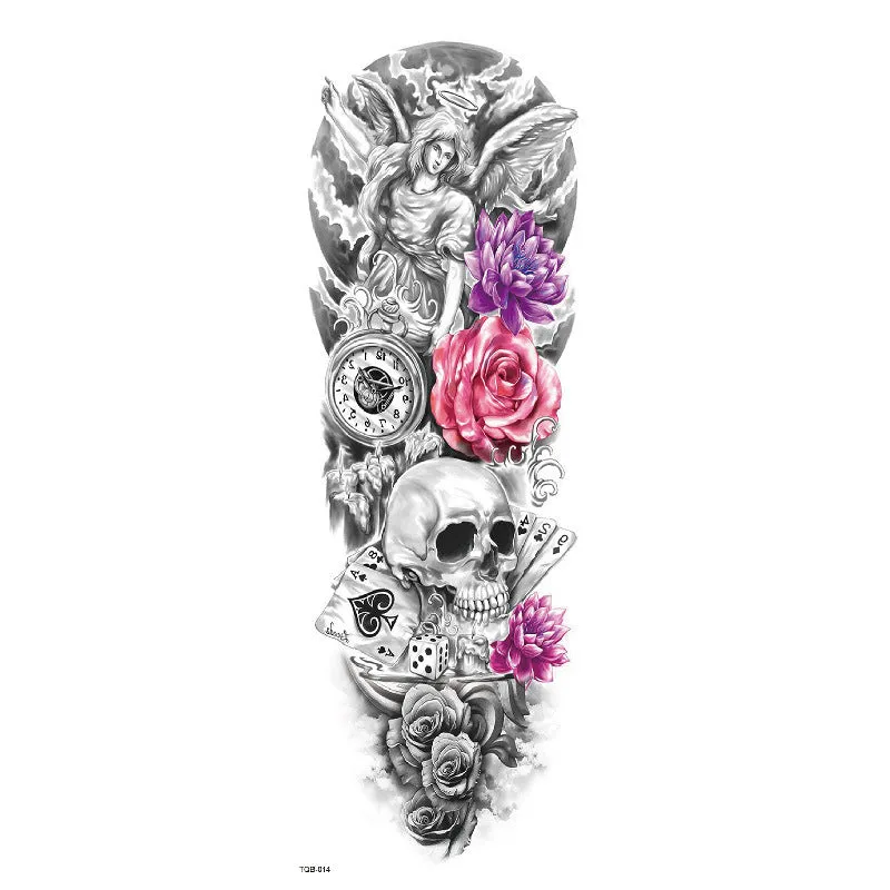 Waterproof full arm tattoo sticker with animal design on craft paper, 170x480mm