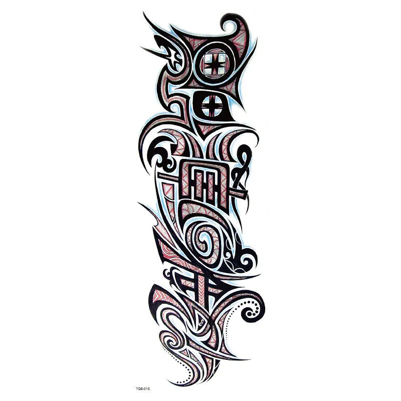 Waterproof full arm tattoo sticker with animal design on craft paper, 170x480mm