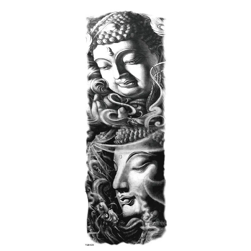 Waterproof full arm tattoo sticker with animal design on craft paper, 170x480mm