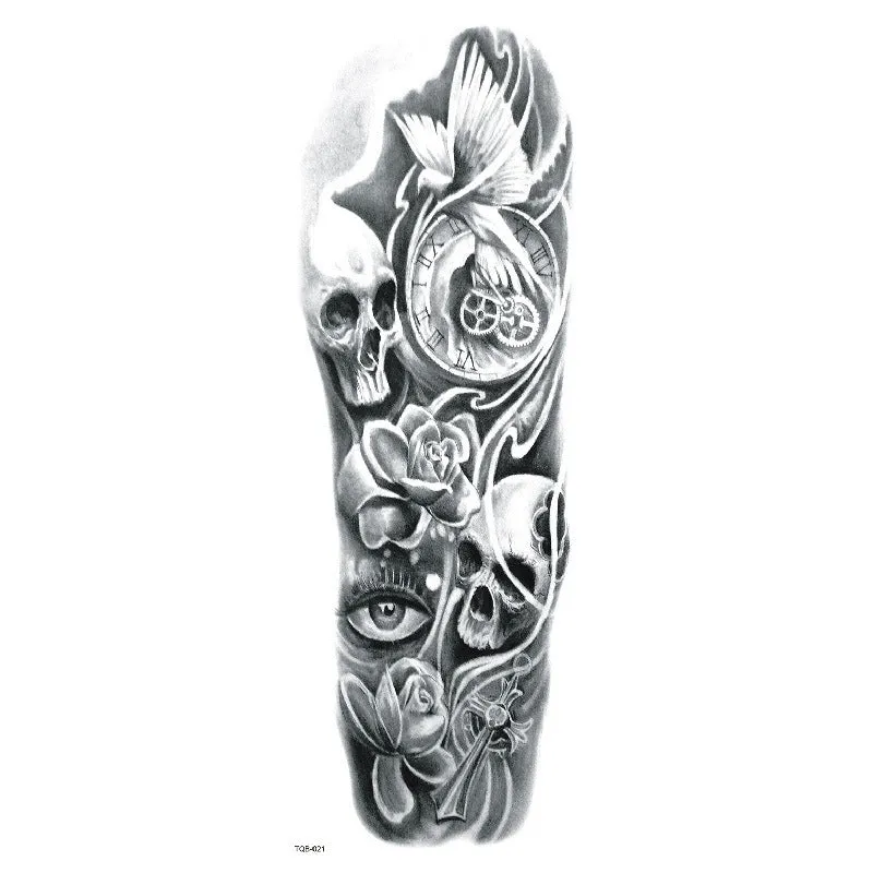 Waterproof full arm tattoo sticker with animal design on craft paper, 170x480mm