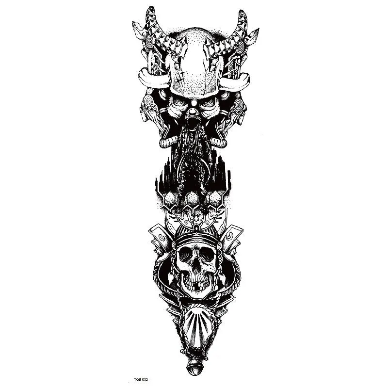 Waterproof full arm tattoo sticker with animal design on craft paper, 170x480mm