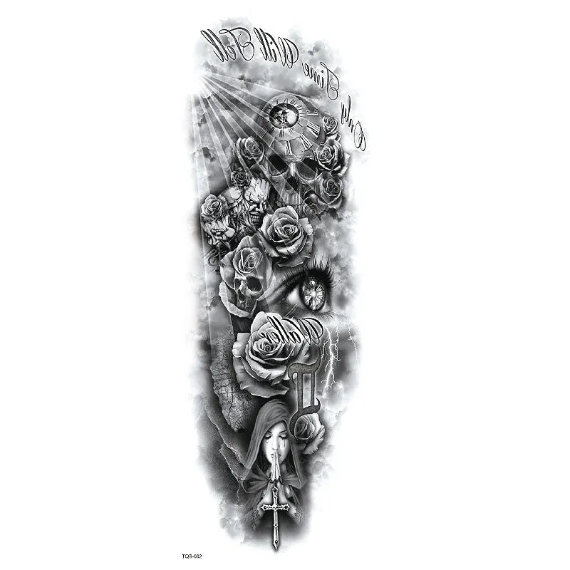 Waterproof full arm tattoo sticker with animal design on craft paper, 170x480mm