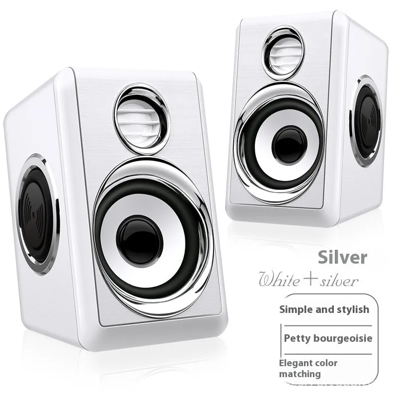 Small Portable Mini Speaker Laptop Audio Table Extra Bass USB Powered 32 Ohm 2 Channel Speakers Black Silver White Green 84x100x140mm for Home Use