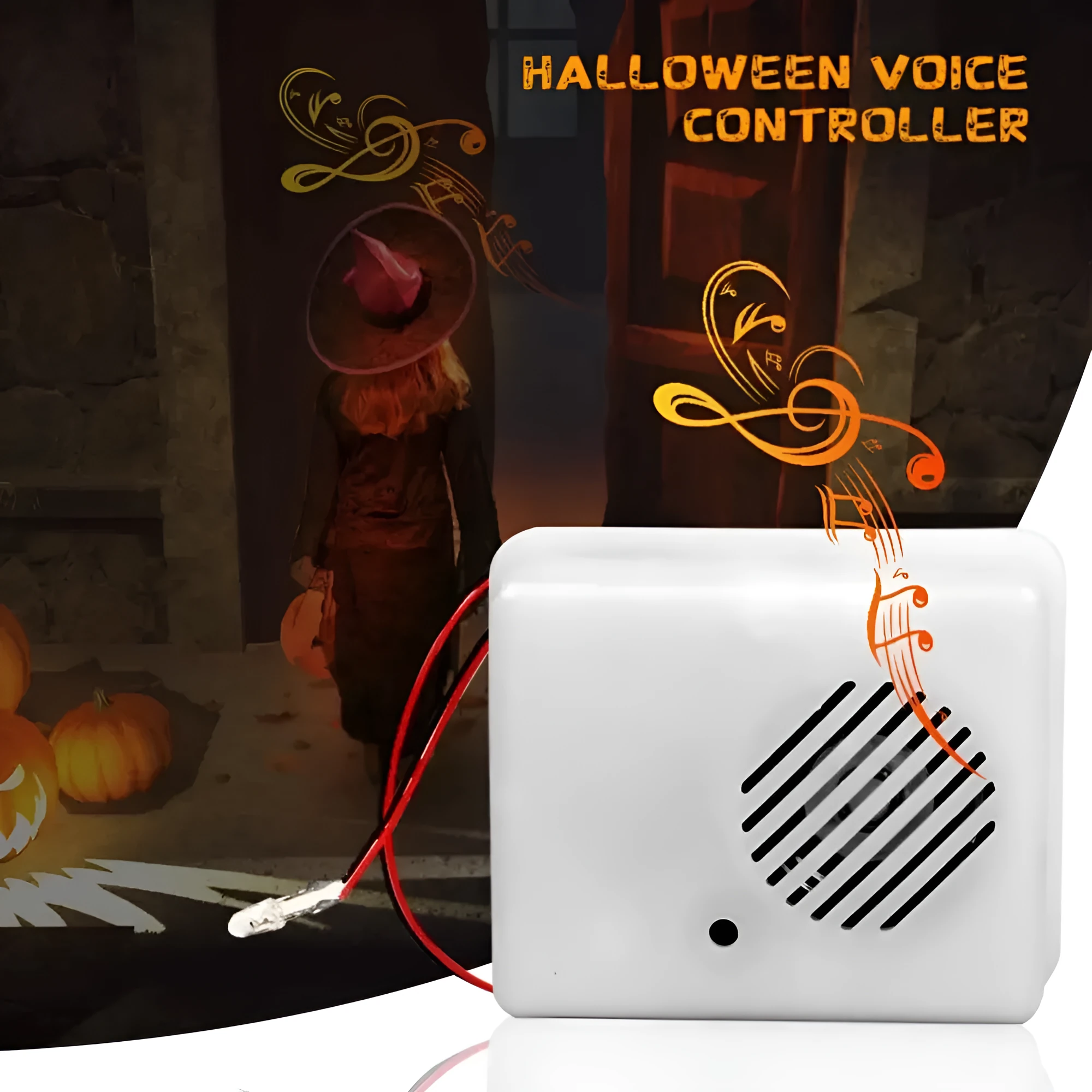 White plush Halloween ghost sound emitting toy box with voice recording, measuring 60x48x26mm