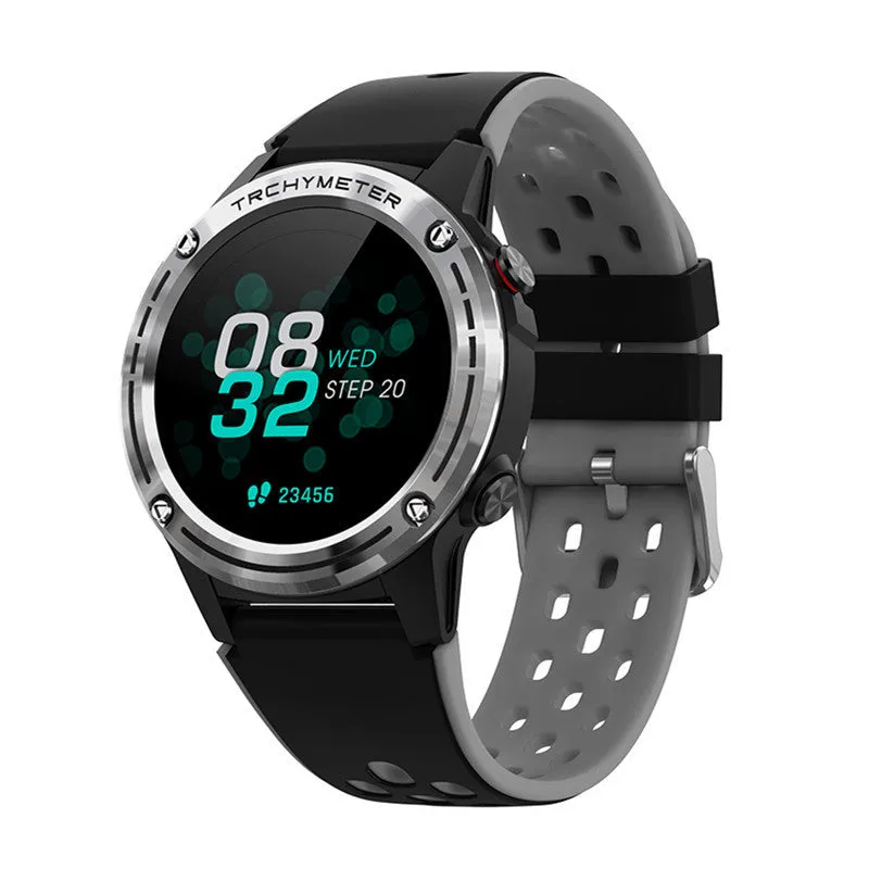 Blue sports smart watch with a 1.3-inch screen and silicone wrist strap on a wrist.