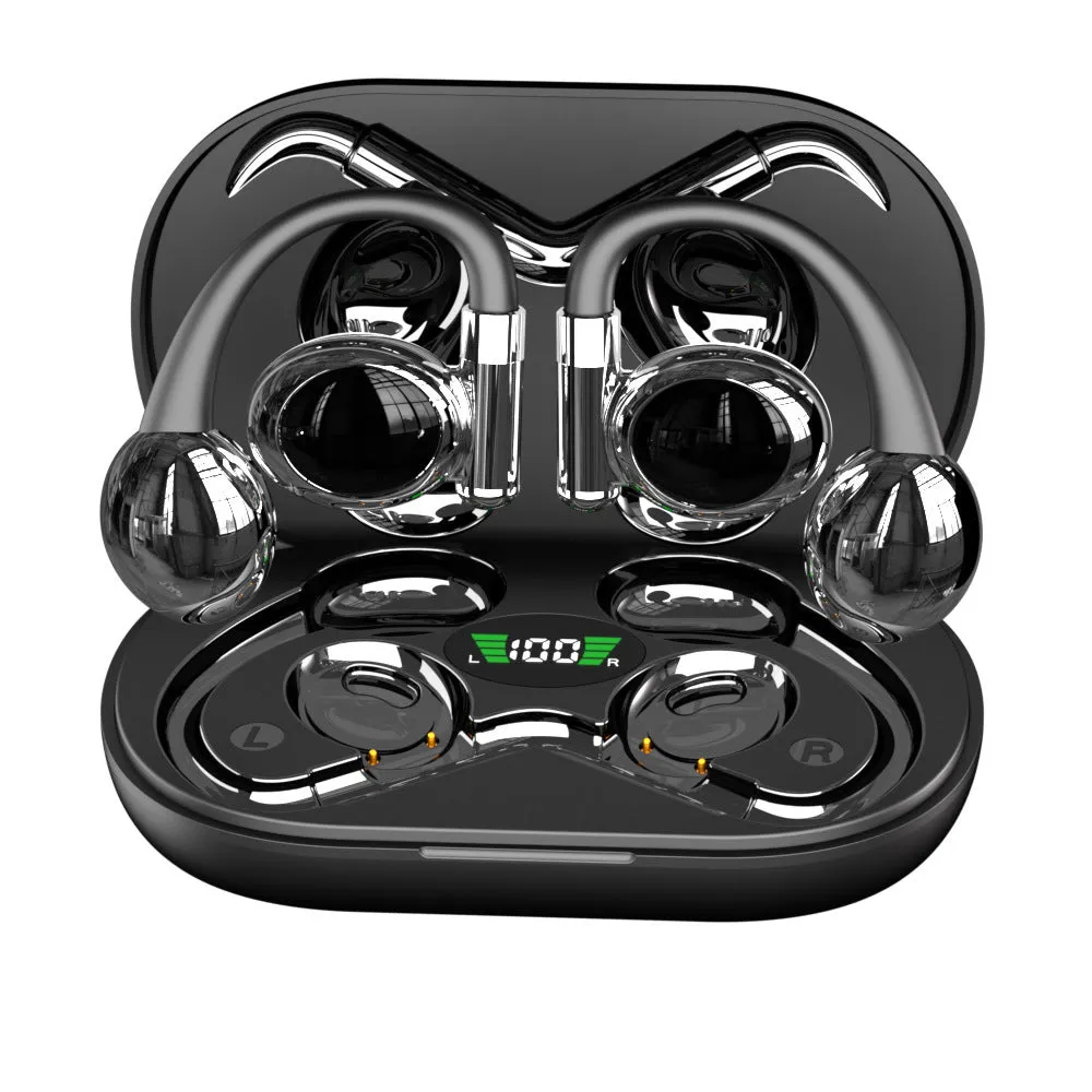 YYK-880 ear-mounted sports Bluetooth headset with digital display, black and orange colour