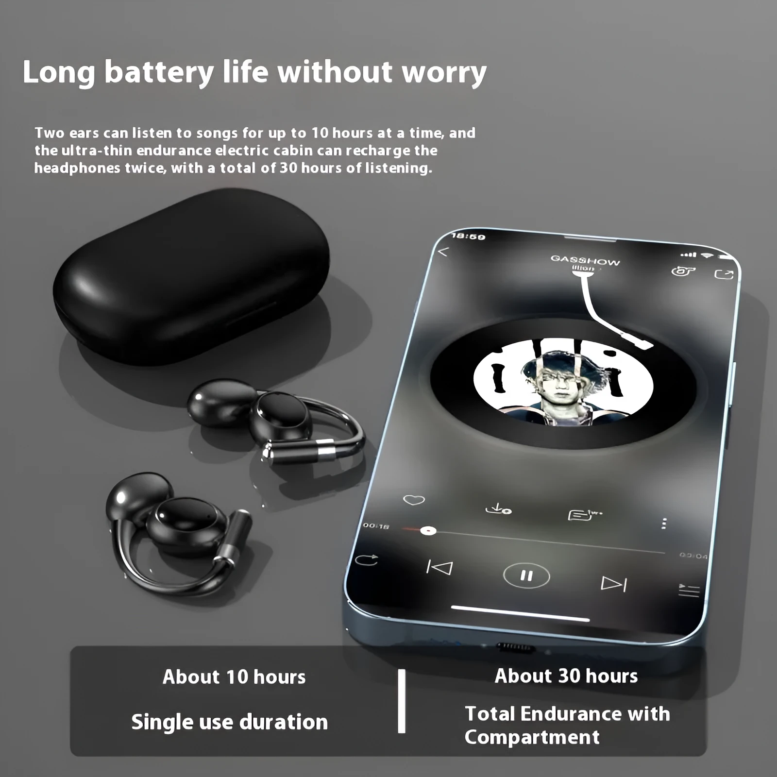YYK-880 ear-mounted sports Bluetooth headset with digital display, black and orange colour